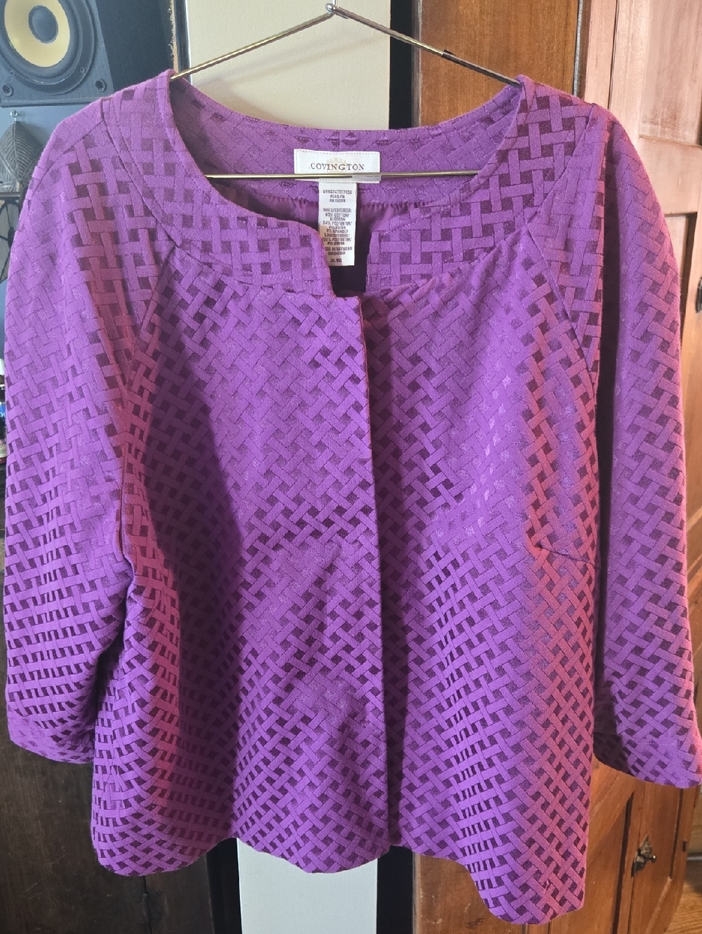 Covington Purple Lattice-Pattern Tunic Jacket